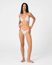 RUSTY MISS DOT SIDE TIE BRAZILIAN BIKINI BOTTOM – CREAM / BLACK R DOT