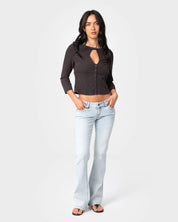 RUSTY MISS WOODS KEYHOLE SHIRT – WOMENS – JAVA