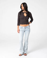 RUSTY MISS WOODS KEYHOLE SHIRT – WOMENS – JAVA