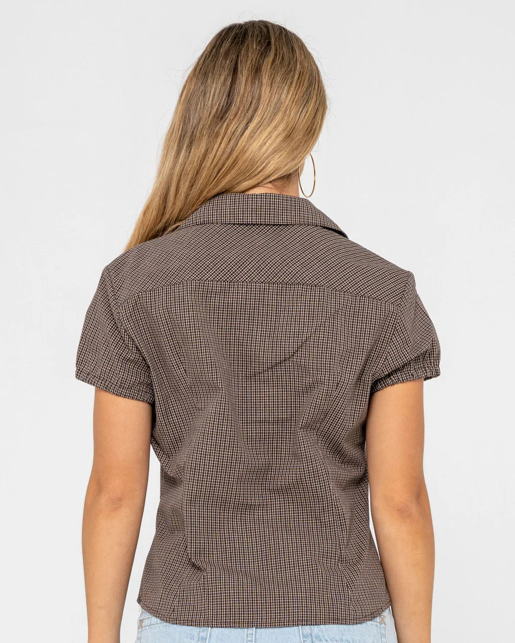 RUSTY MISSY MAY CHECK SHIRT – WOMENS RELAXED PLAID BUTTON UP JAVA PLAID