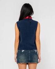 RUSTY MR COOL POLAR FLEECE VEST WOMENS STREETWEAR LAYERING VEST RED