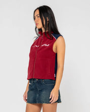 RUSTY MR COOL POLAR FLEECE VEST WOMENS STREETWEAR LAYERING VEST RED