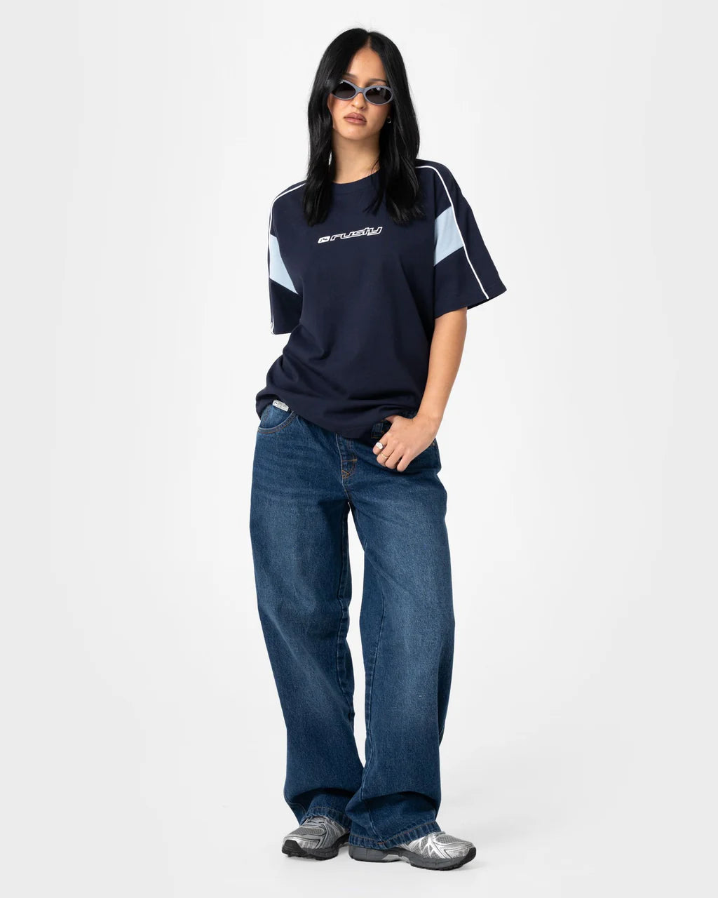 RUSTY NEW BREAK 220 OVERSIZED TEE – NAVY BLUE