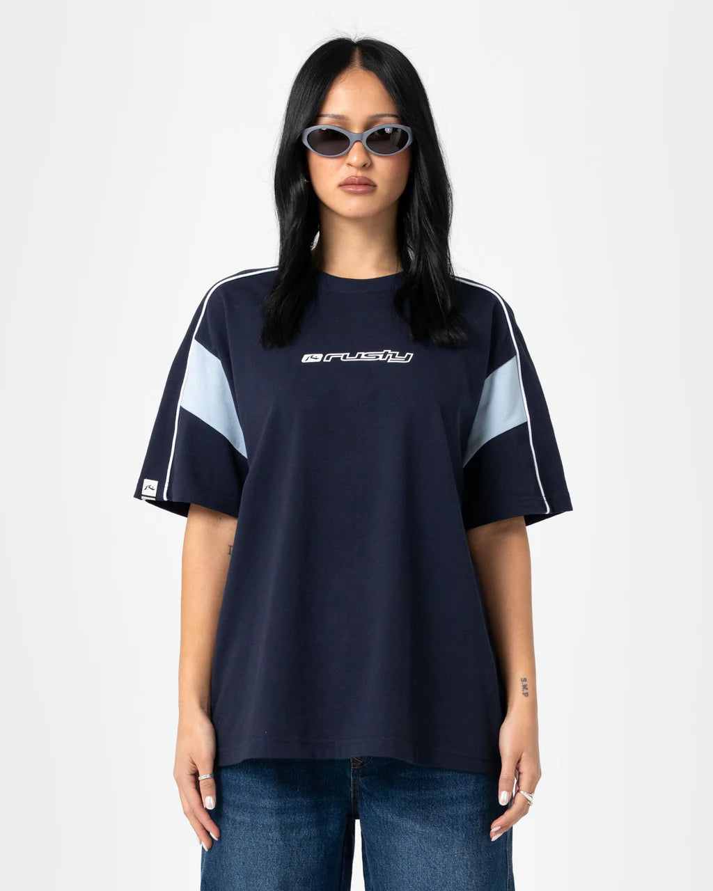 RUSTY NEW BREAK 220 OVERSIZED TEE – NAVY BLUE