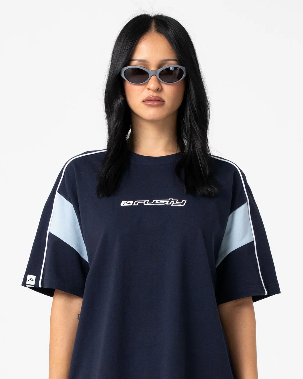RUSTY NEW BREAK 220 OVERSIZED TEE – NAVY BLUE