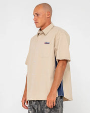 RUSTY NORTHPOINT SHORT SLEEVE SHIRT – MENS LINEN BLEND BUTTON SHIRT OATMEAL