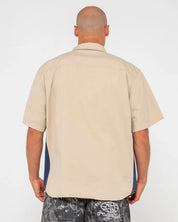 RUSTY NORTHPOINT SHORT SLEEVE SHIRT – MENS LINEN BLEND BUTTON SHIRT OATMEAL