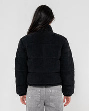 RUSTY ON AND ON POLAR FLEECE PUFFER JACKET WOMENS BLACK