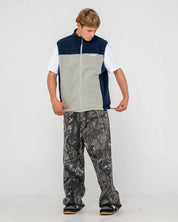 RUSTY ON THE RUN TECH FLEECE VEST MENS ZIP VEST STONE GREY