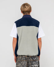 RUSTY ON THE RUN TECH FLEECE VEST MENS ZIP VEST STONE GREY