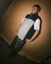 RUSTY ON THE RUN TECH FLEECE VEST MENS ZIP VEST STONE GREY