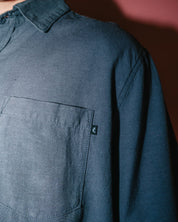 RUSTY OVERTONE SHORT SLEEVE LINEN SHIRT – MENS RELAXED CASUAL SHIRT COAL