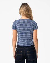 RUSTY PEGGY SUE BUTTON DOWN BLOUSE – BLUE PLAID