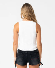 PEGGY SUE SLEEVELESS BUTTON DOWN BLOUSE WHITE