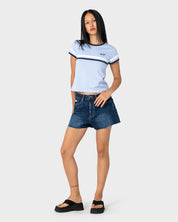 RUSTY PENNY KICK FLARE DENIM SHORT – WALK OF SHAME
