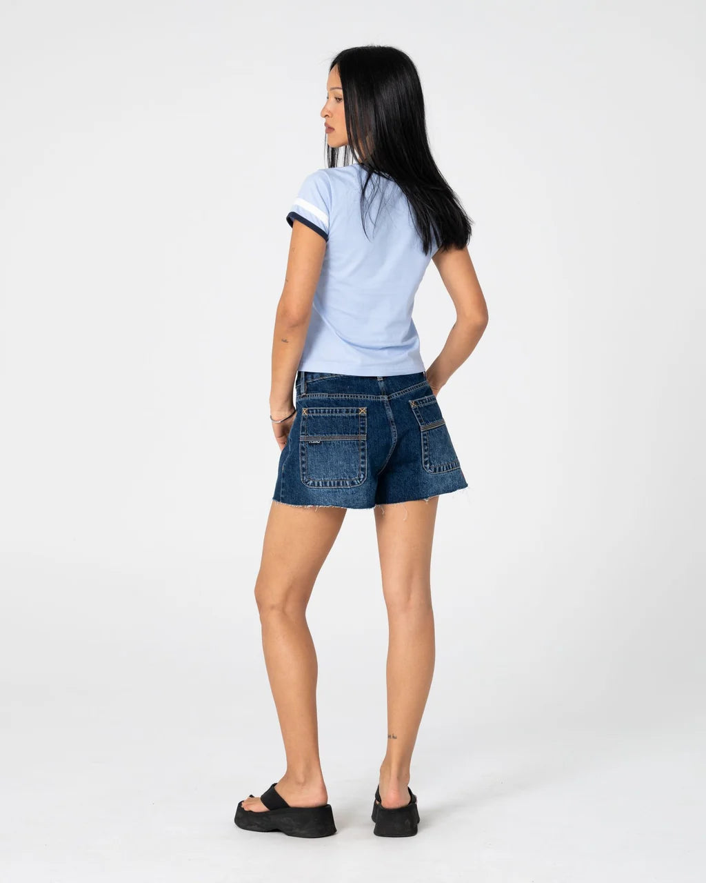 RUSTY PENNY KICK FLARE DENIM SHORT – WALK OF SHAME