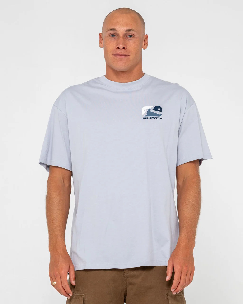 RUSTY PHENOM GRAPHIC TEE – MENS COTTON SURF STREET LOGO T-SHIRT SMOKE BLUE