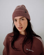 RUSTY PIXEL BEANIE WOMENS KNIT WINTER BEANIE STREETWEAR BURGUNDY