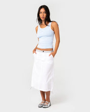 PLAYER LOW RISE MIDI SKIRT