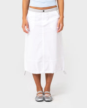 PLAYER LOW RISE MIDI SKIRT
