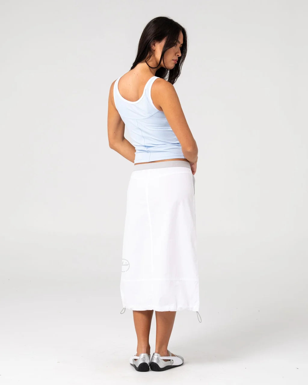 PLAYER LOW RISE MIDI SKIRT