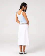 PLAYER LOW RISE MIDI SKIRT
