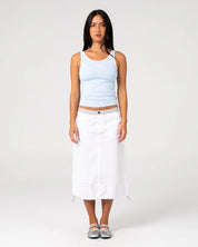PLAYER LOW RISE MIDI SKIRT