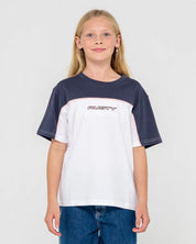 RUSTY POLAR OPS OVERSIZED TEE GIRLS CASUAL STREET STYLE – WHITE / NAVY