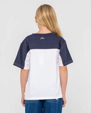 RUSTY POLAR OPS OVERSIZED TEE GIRLS CASUAL STREET STYLE – WHITE / NAVY