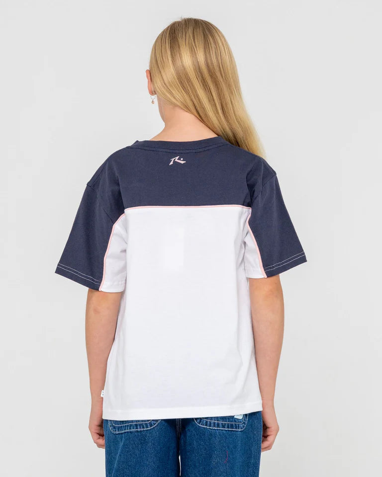RUSTY POLAR OPS OVERSIZED TEE GIRLS CASUAL STREET STYLE – WHITE / NAVY