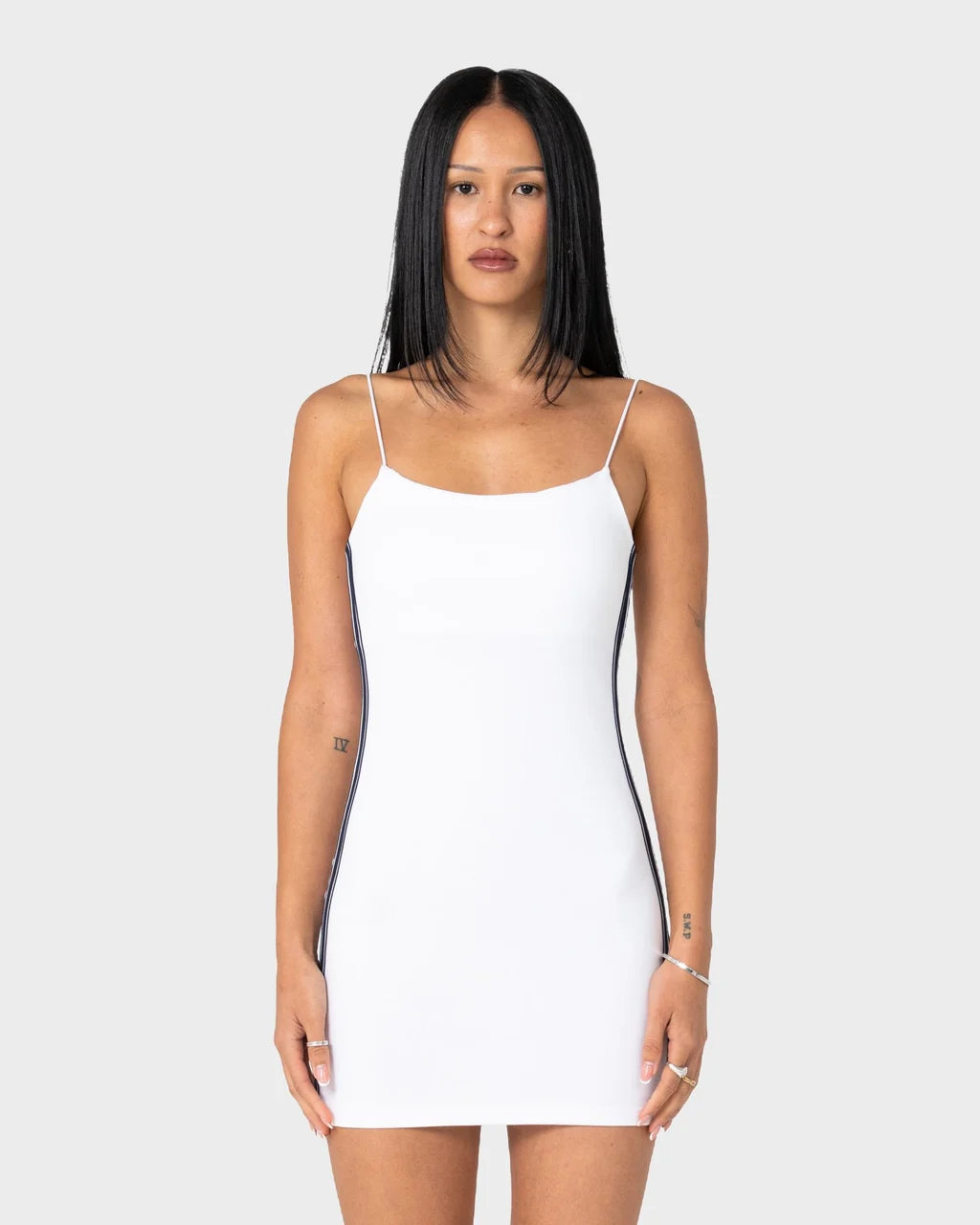 RUSTY RACER FITTED MINI DRESS – WHITE