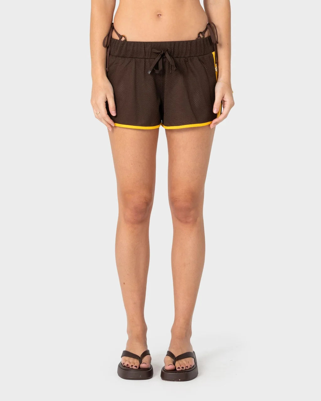 RUSTY RAG STRIPE MESH BOOTY SHORT – JAVA / AMBER