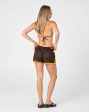 RUSTY RAG STRIPE MESH BOOTY SHORT – JAVA / AMBER