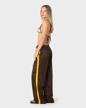 RUSTY RAG STRIPE WIDE LEG MESH PANT – JAVA / AMBER