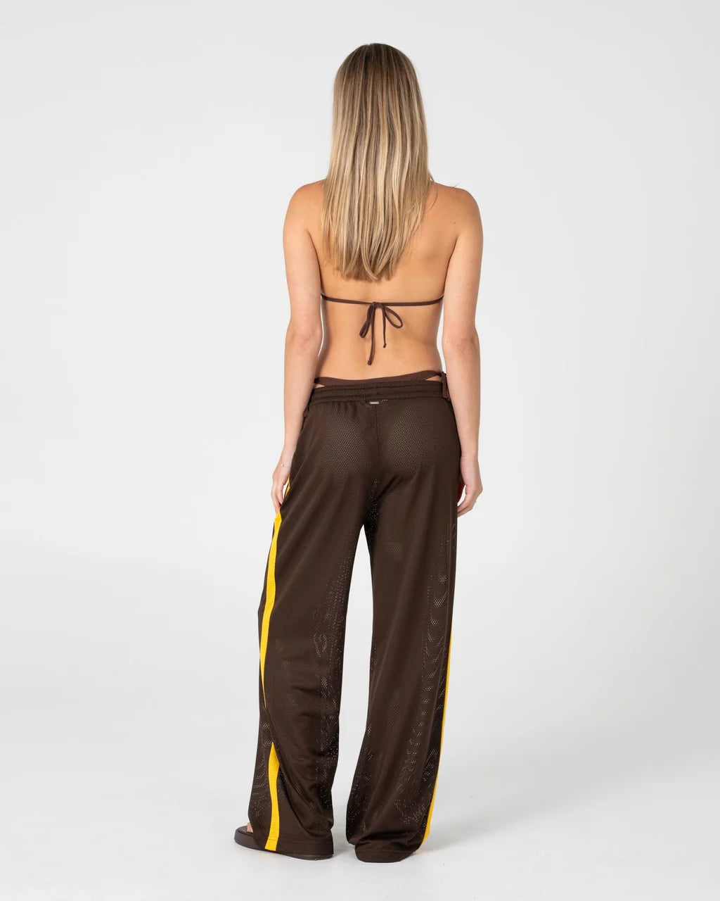 RUSTY RAG STRIPE WIDE LEG MESH PANT – JAVA / AMBER