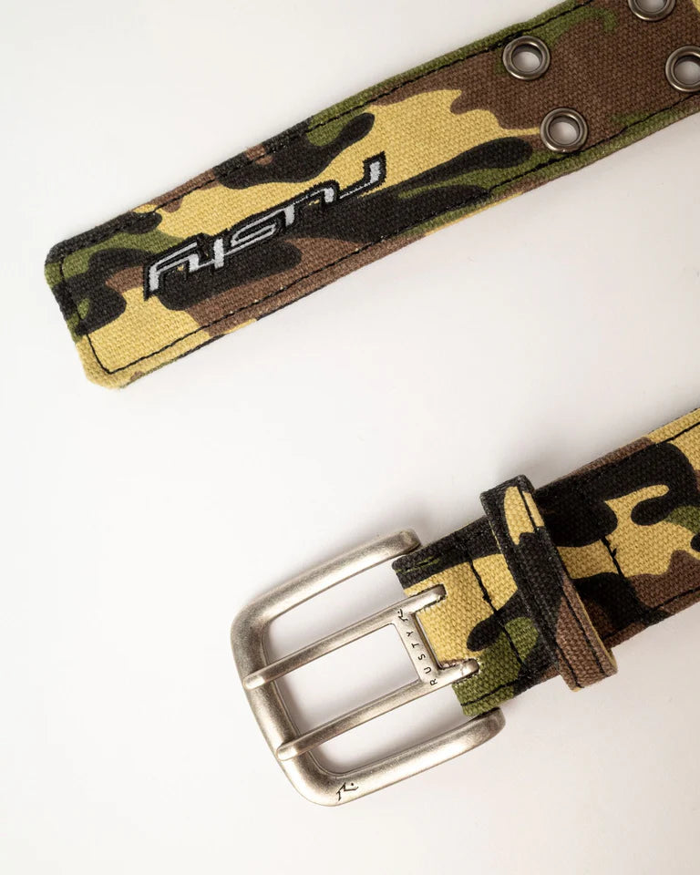 RUSTY RAID CAMO CANVAS BELT ADJUSTABLE STREETWEAR ACCESSORY – CAMO