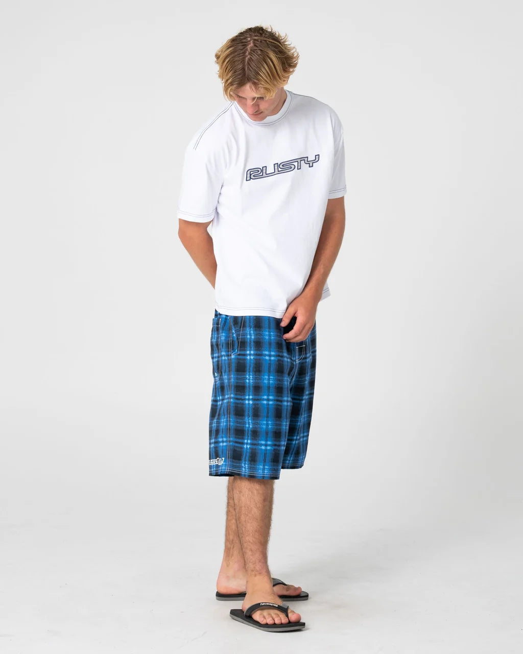 RUSTY RAMBO 23" ELASTIC WAIST BOARDSHORT – NAVY BLUE