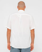 RUSTY RAZOR BLADE RAYON SHIRT – MENS RELAXED SHORT SLEEVE BUTTON UP SHIRT WHITE