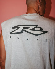 RUSTY REGISTERED GRAPHIC MUSCLE – MENS SLEEVELESS SURF TANK TOP ECRU MARLE