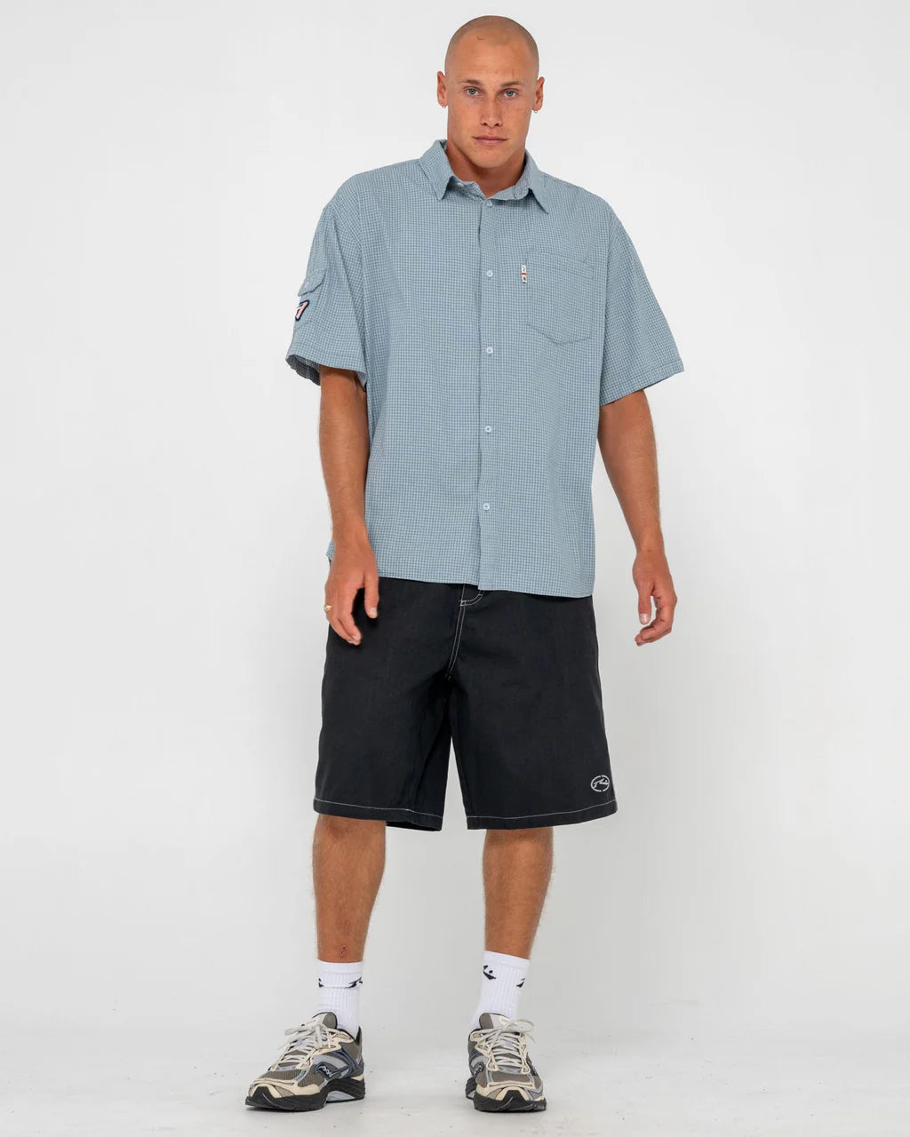 RUSTY REQUEST LINE 24" HERRINGBONE SHORT – MENS RELAXED VINTAGE SHORT NATURAL