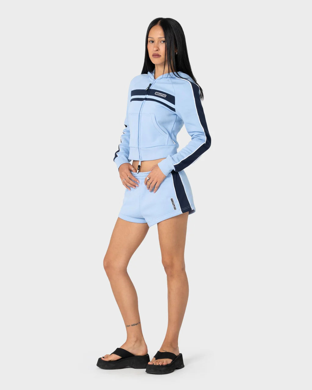 RUSTY RETRO LINES MINI FLEECE SHORT – RETRO BLUE