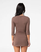 RUSTY RIKKI VEE NECK DRESS – WOMENS – JAVA
