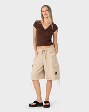 RUSTY RIVER LOW RISE BAGGY CARGO SHORT – OATMEAL