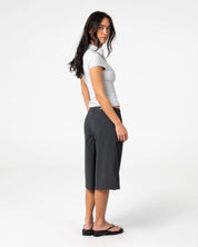 RUSTY ROAD RAGE FINANCE MOMMY LOW RISE SHORT – COAL PINSTRIPE