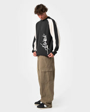 RUSTY ROLL SAFE BOXY CREW NECK KNIT – BLACK MARLE
