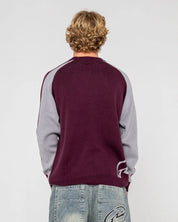 RUSTY ROLL SAFE BOXY CREW NECK KNIT MENS JUMPER BURGUNDY