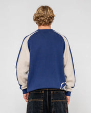 RUSTY ROLL SAFE BOXY CREW NECK KNIT MENS JUMPER DARK BLUE