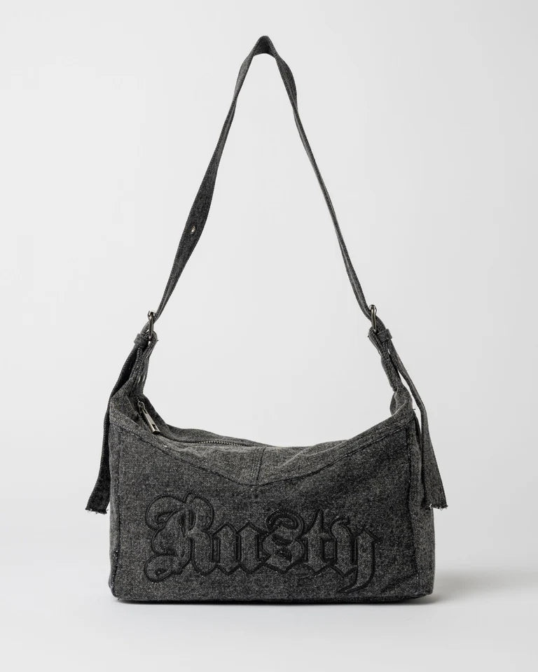 RUSTY ROXANNE DENIM SHOULDER BAG WOMENS Y2K STREET ACCESSORY – WASHED BLACK
