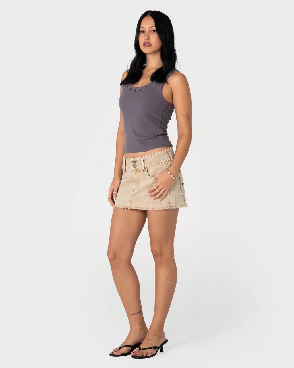 RUSTY ROXXY COFFEE MICRO MINI SKIRT – WASHED BROWN