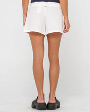 RUSTY RUMOUR RELAXED LOUNGE SHORT – WOMENS CASUAL SUMMER COTTON SHORT WHITE